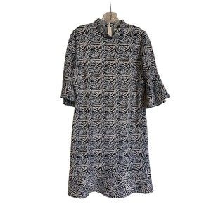 NWT Tyler Boe Dress Size small Womens Blue Print bell Sleeve zip back $154